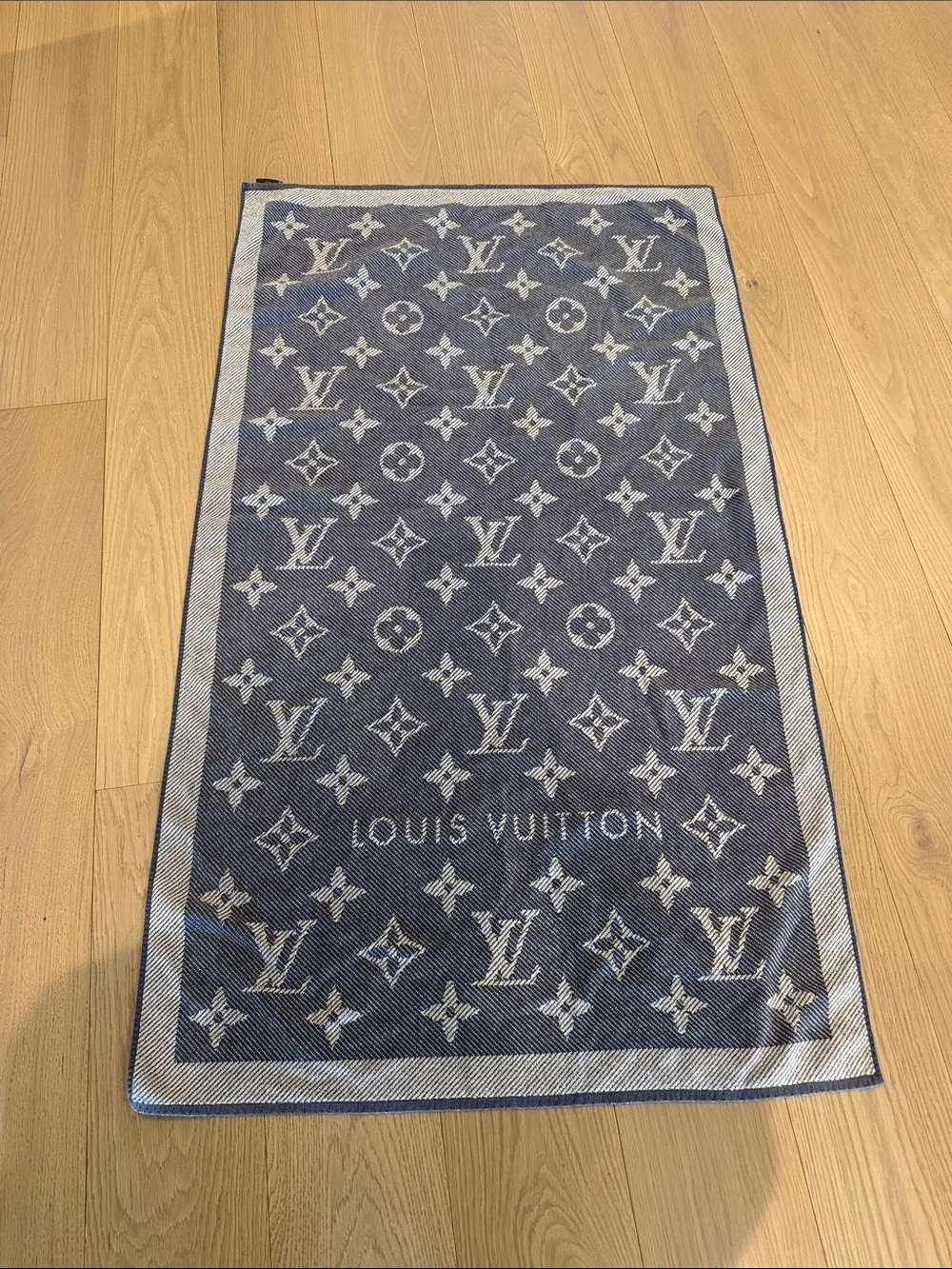 Louis Vuitton Navy and Cream Monogram bath towel
